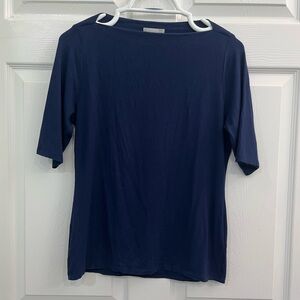Pure Collections Navy Blue 3/4 Sleeve Lightweight Women’s Blouse Top Shirt Tee